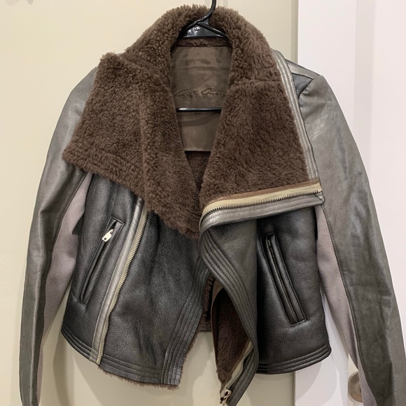 Rick Owens Jackets & Blazers - Gray leather Rick Owens biker jacket